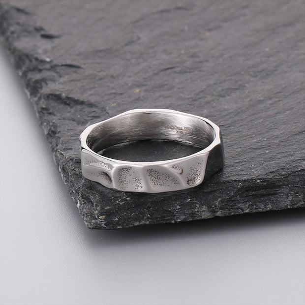 Texture Design Ring Cold Wind Irregular With Personality