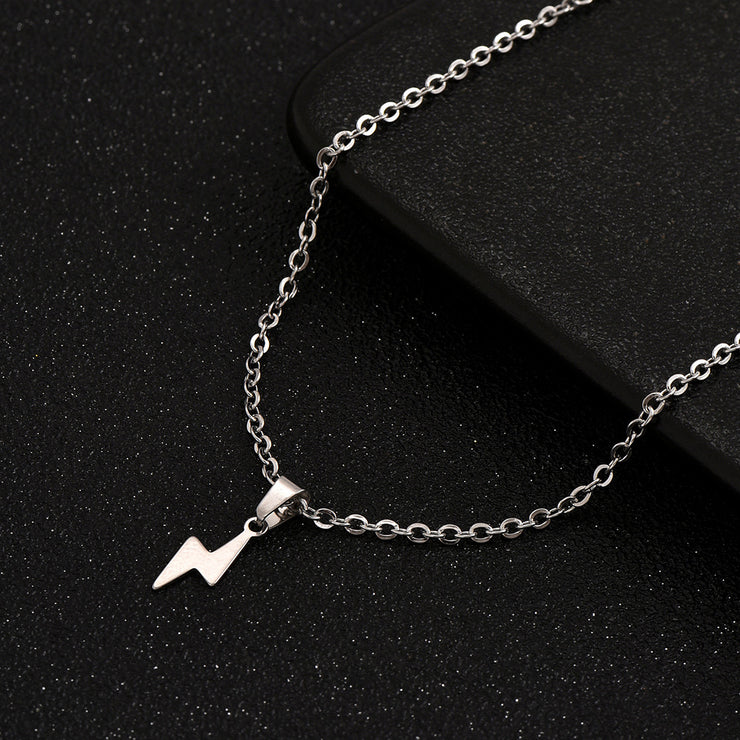 Men Stainless Steel Lightning Pendant Necklace