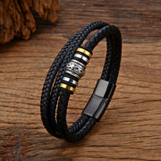 Men's Fashion Stainless Steel Multi-layer Leather Bracelet