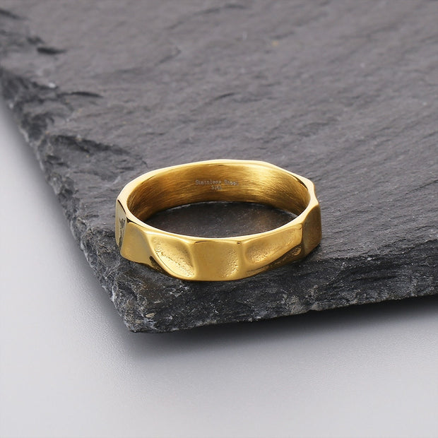 Texture Design Ring Cold Wind Irregular With Personality