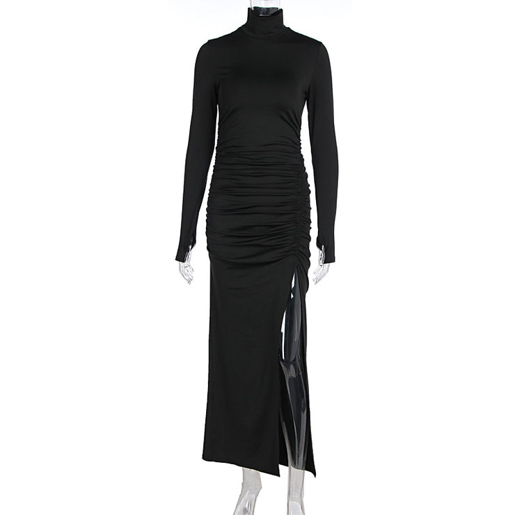 Women's Fashion Slim Fit Slit Pleated Dress