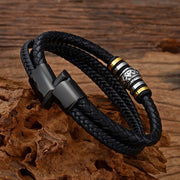 Men's Fashion Stainless Steel Multi-layer Leather Bracelet