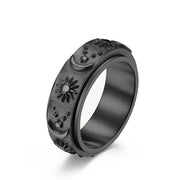 Sun Moon And Star Titanium Steel Ring Rotatable Decompression