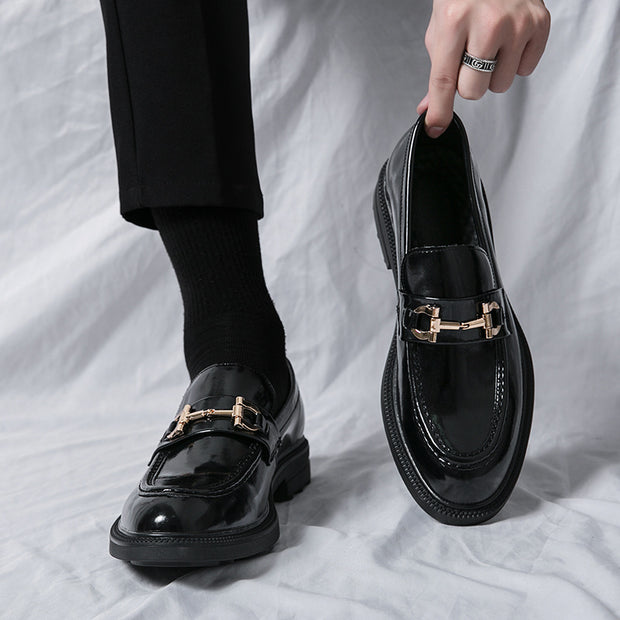 Horsebit Loafers Male Fashion Formal Wear Lace-up Platform