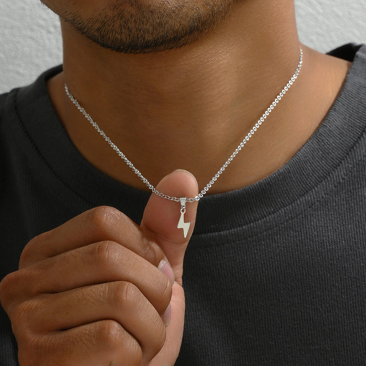 Men Stainless Steel Lightning Pendant Necklace