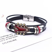 Zinc Alloy Music Guitar Leather Bracelet