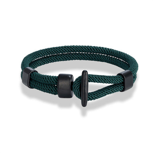 Black Anchor Strap Men's Simplicity Casual Bracelet