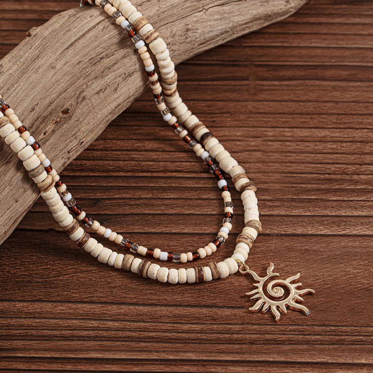 Men Fashion Coconut Shell Rice-shaped Beads Necklace