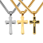 Men's Cross Pendant Titanium Steel Stainless Steel Cuban Link Chain Necklace