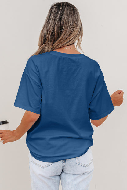 White Color Block Chest Pocket Patched Casual Short Sleeve Top