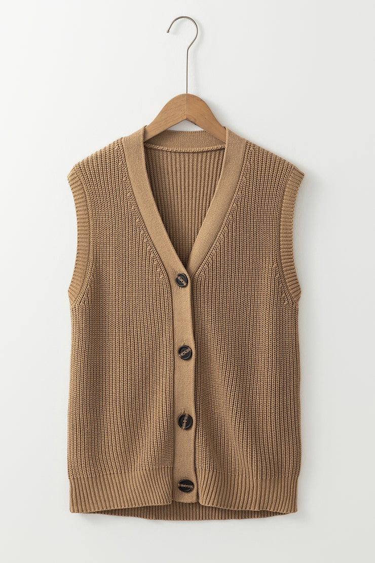 Parchment V Neck Buttoned Front Sweater Vest