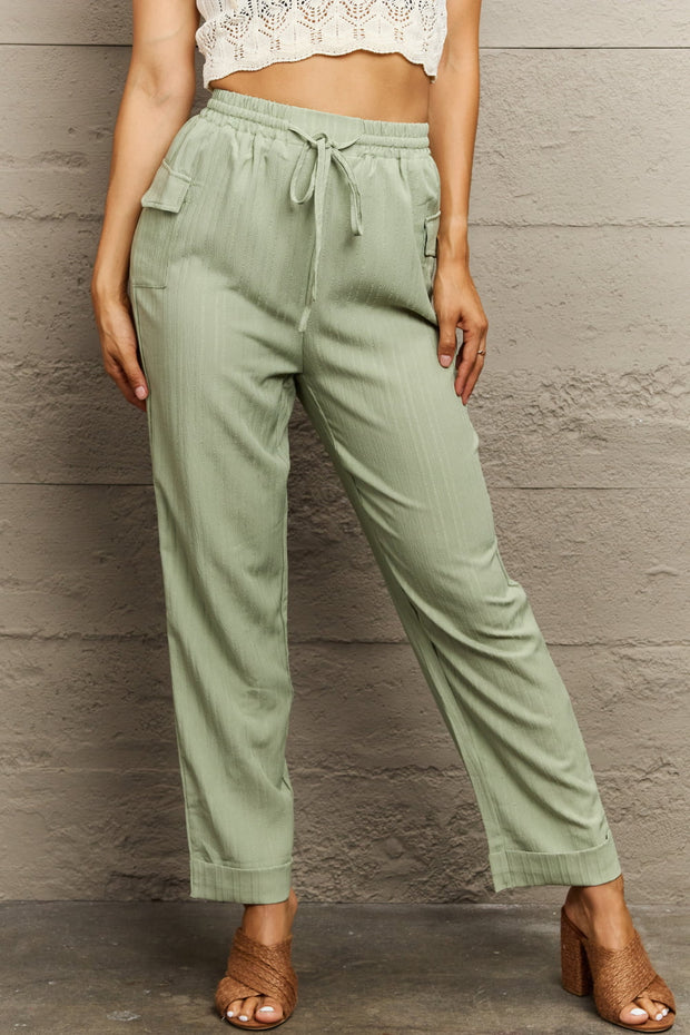 Perfee Tie Waist Long Pants