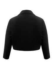 Plus Size Buttoned Lapel Collar Long Sleeve Blazer