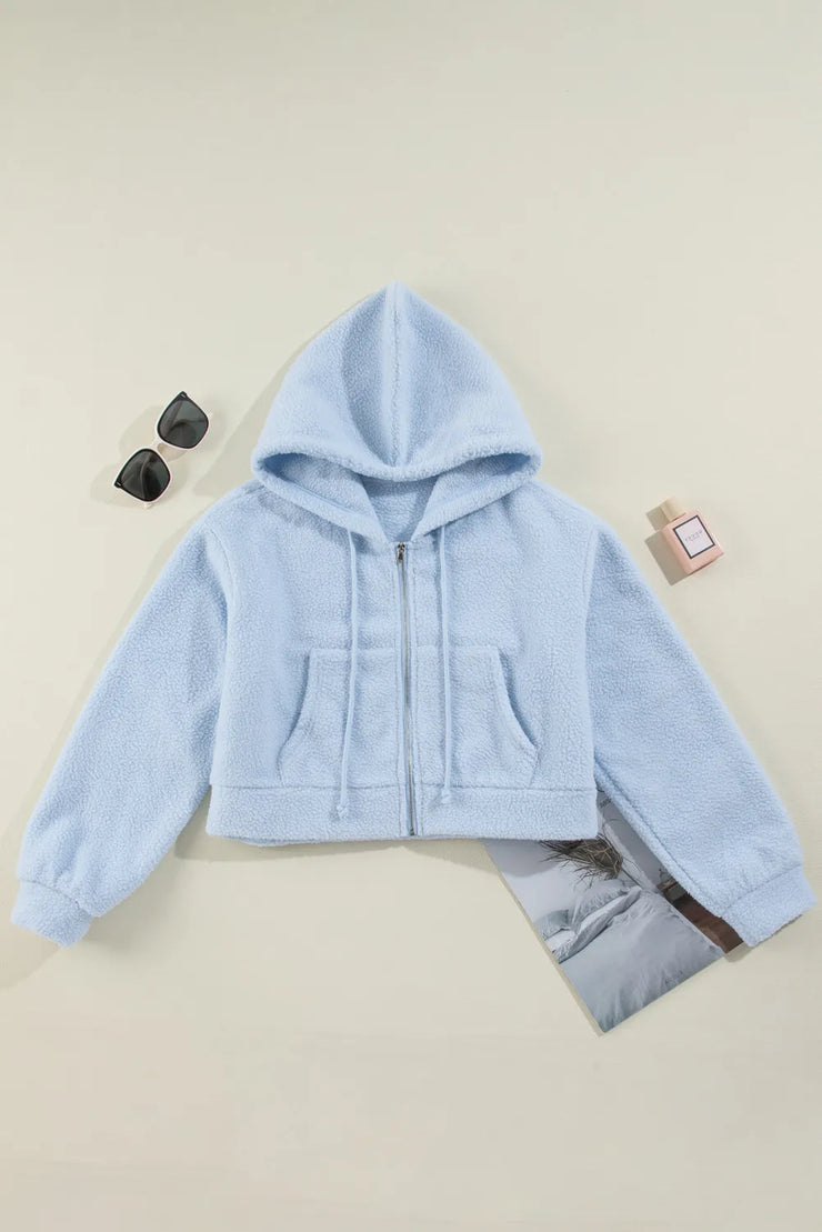 Drawstring Zip Up Long Sleeve Hoodie