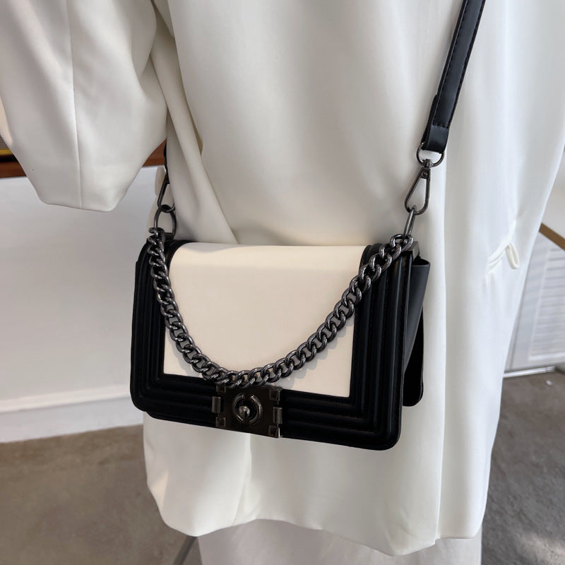 Contrast colour Square crossbody women Bag
