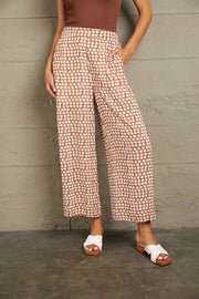 Polka Dot High Waist Wide Leg Pants with Pockets