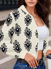 Printed Zip Up Long Sleeve Jacket