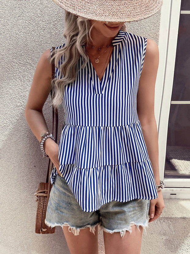 Perfee Tiered V-Neck Sleeveless Tank