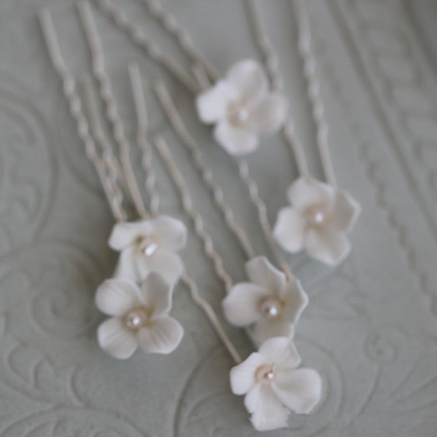 White Flower Hair Fork