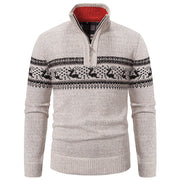 Half-open Zipper Men's  Color Matching Knitwear