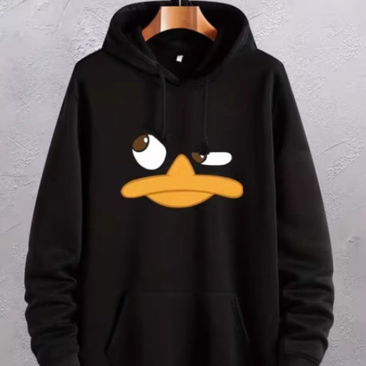 Men Hoodie Cartoon Duck Print Loose Fashion