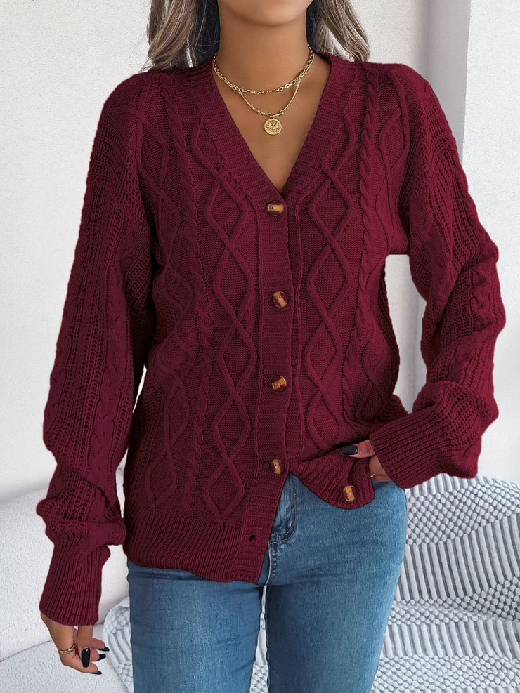 Cable-Knit Long Sleeve Cardigan