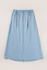 Snap Down High Waist Denim Skirt