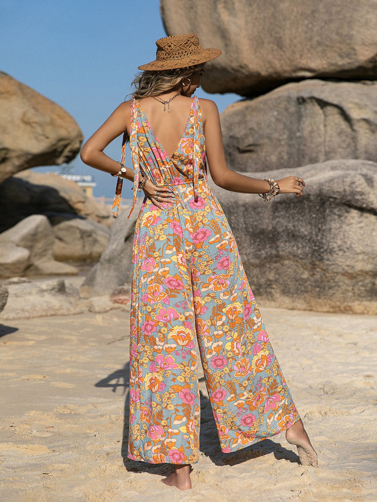 V-Neck Wide Leg Jumpsuit