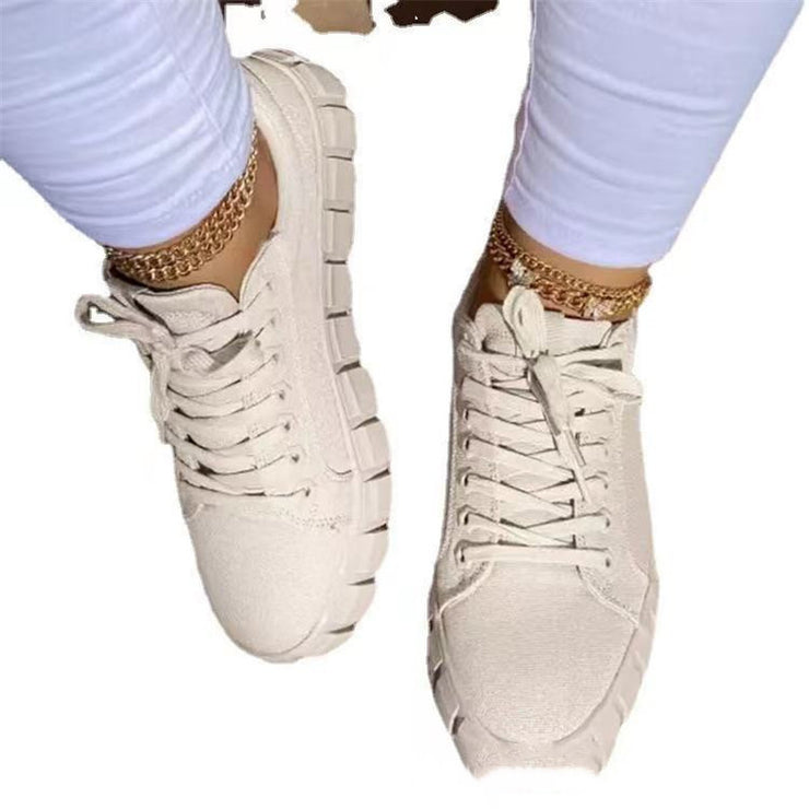 Woman Casual Lace-up Canvas Sneakers