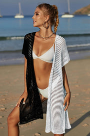 Angel Wings Two-Tone Side Slit Open Front Cover Up