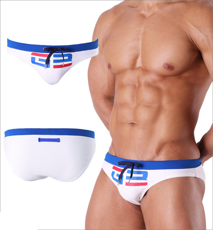 Men's Colorblock Print Swim Briefs Fashion