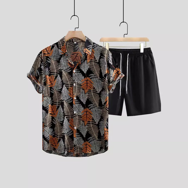 Men's Printed Casual  Short Sleeve Shirt Outfit