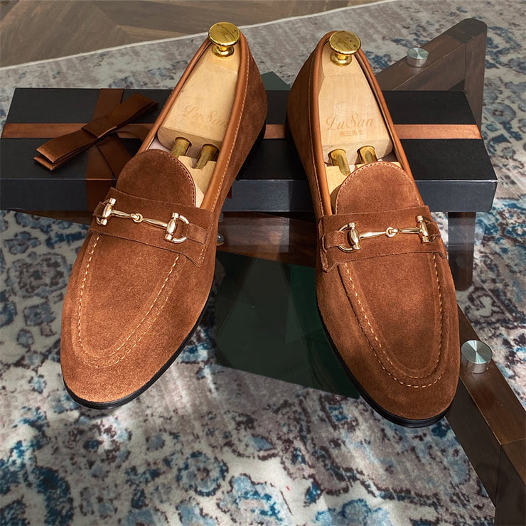 Soft Structure Suede Horsebit Slip On Loafers