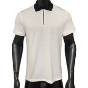 Pure White And Black Collar Men's Polo Shirt