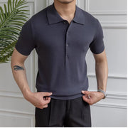 Men Short Sleeved Solid Color Polo Shirt