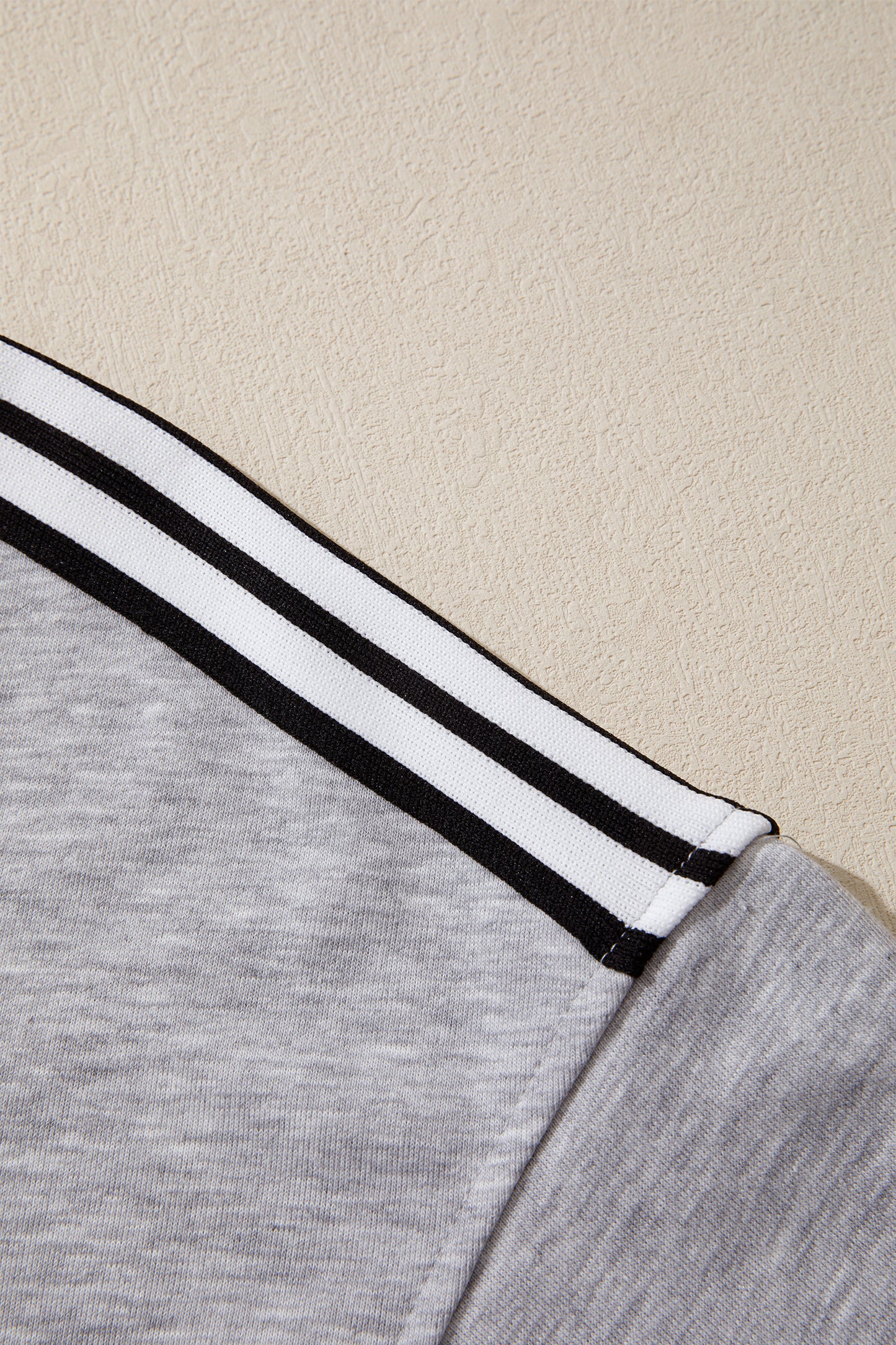 Light Grey Patchwork Detail Raw Edge Oversize Tee