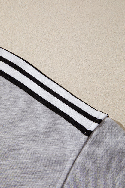 Light Grey Patchwork Detail Raw Edge Oversize Tee