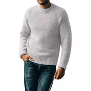 Men's Pullover Winter Casual Solid Color Round Neck Knitted Sweater