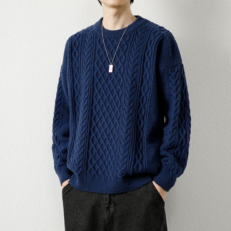 Weave Round Neck Sweater For Men