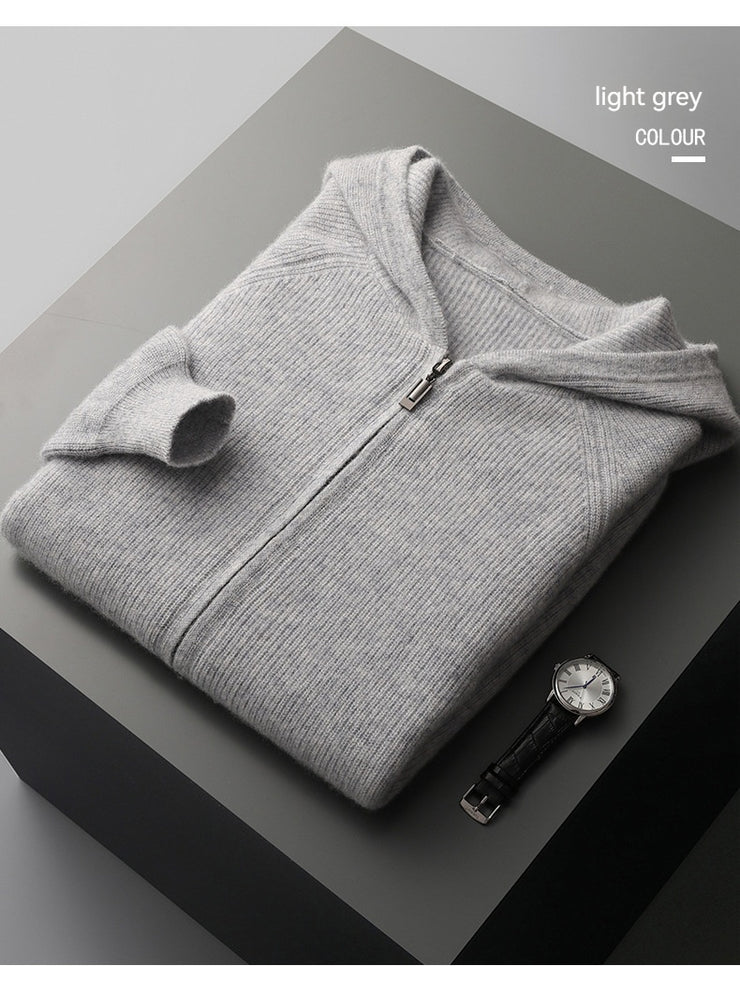 Men Pure Wool Zipper Hoodies