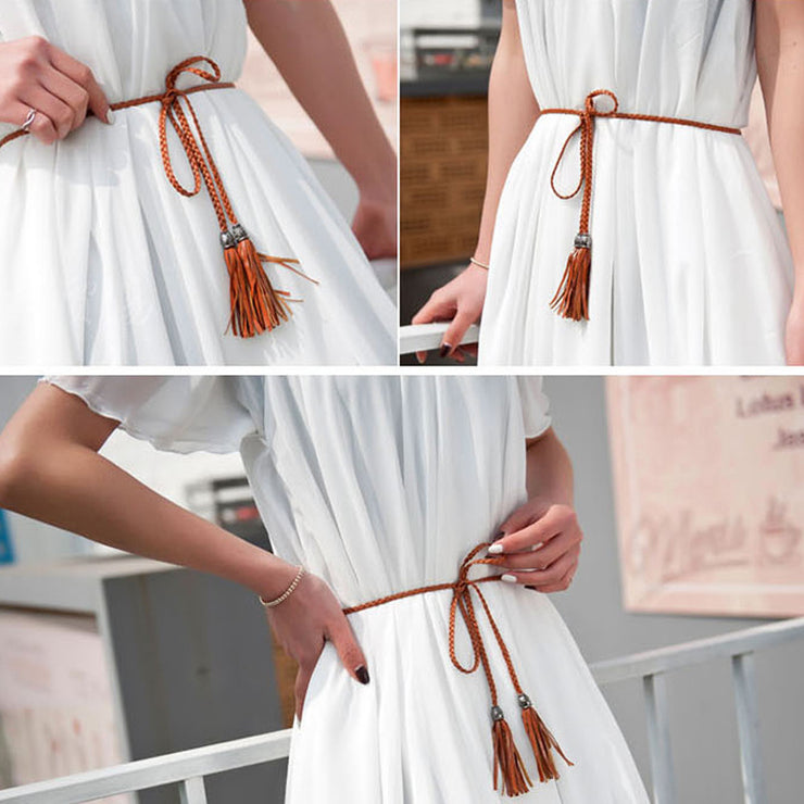 Women's Woven Tassel Decorative Waist Belt