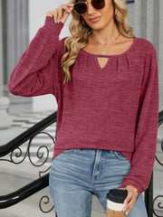 Cutout Round Neck Long Sleeve T-Shirt