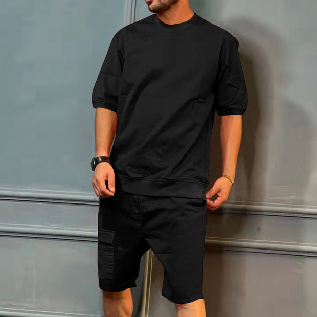 Men's Summer Round Neck Short-sleeved Top And Shorts Set Clothing