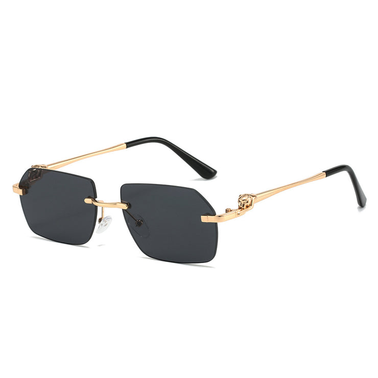 Frameless Trimming Leopard Sunglasses For Men