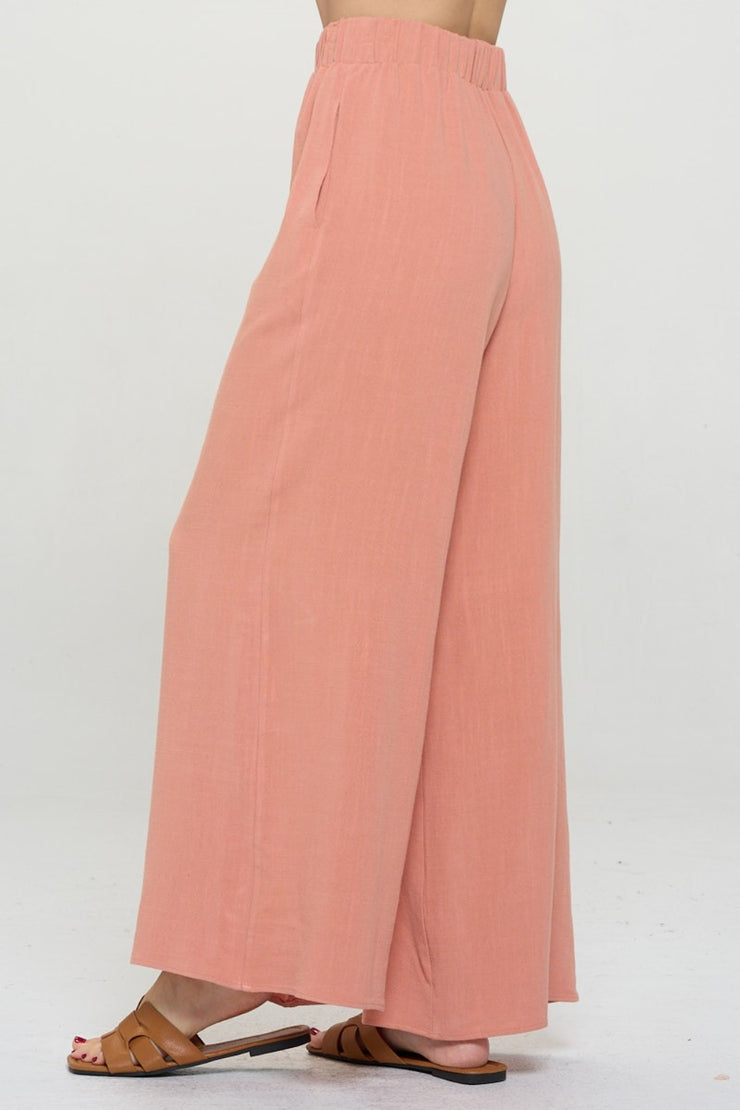 RENEE C Linen Wide Leg Pants with Pockets