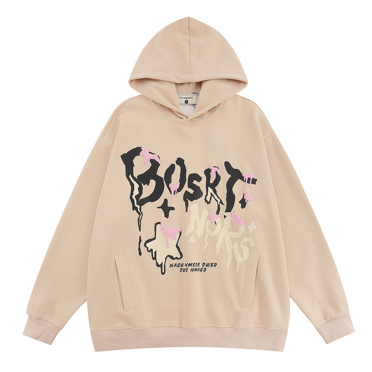 Letter Graffiti Puff Hoodies For Men