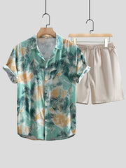 Men's Printed Casual  Short Sleeve Shirt Outfit