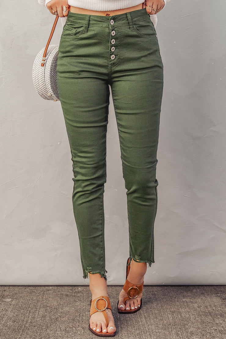 Baeful Button Fly Hem Detail Skinny Jeans