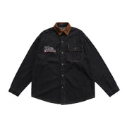 Men Street Letter Embroidered Denim Jacket