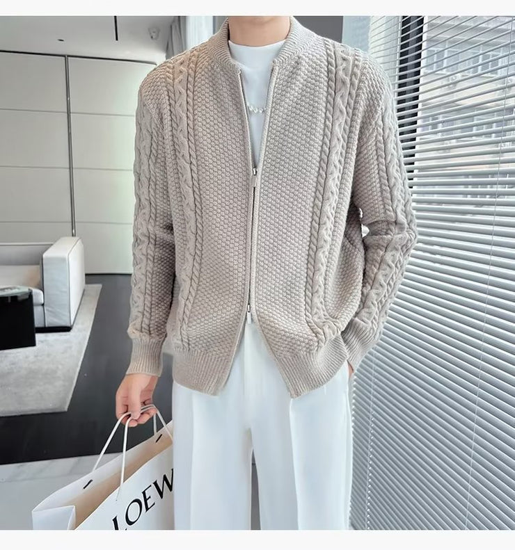 Men Niche Zipper Knitted Cardigan